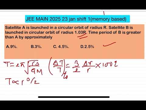 JEE MAIN 2025 Satellite A is launched in a circular orbit of radius R. Satellite B is launch 14 JEE MAIN 2025 Satellite A is launched in a circular orbit of radius R. Satellite B is launch