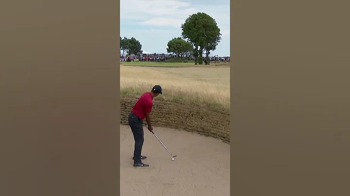 Tiger Woods with a GREAT bunker shot at Carnoustie in 2018  #golf #tigerwoods