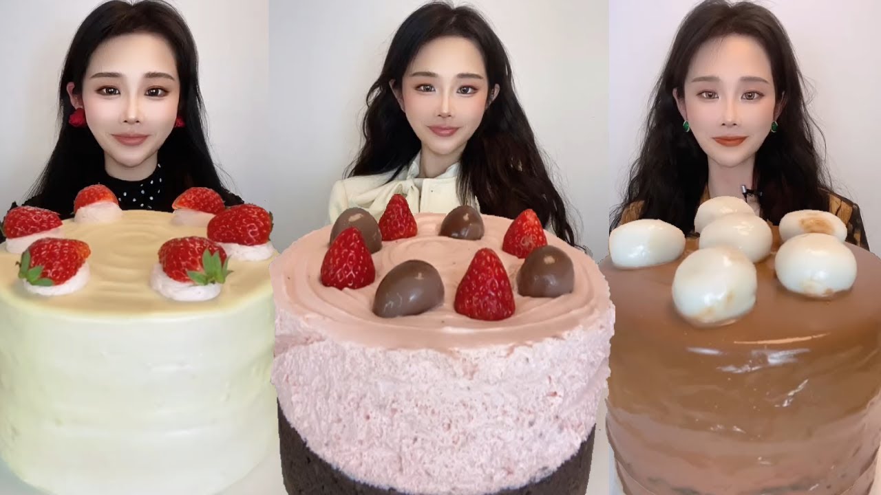 Asmr🍰Eating Strawberry Cream Cake🍰 (Soft And Waxy Sound) 크림丨먹방丨Mukbang丨Satisfying丨Eatingsh