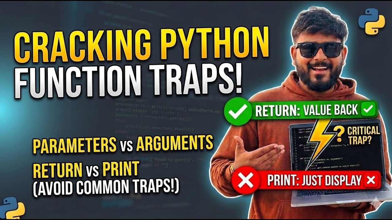 Python Functions in 20 Minutes | return vs print, parameter vs Argument Explained