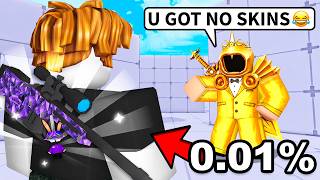 i pretended to be a NOOB, then showed MY 0.01% SKINS..(Roblox Rivals)