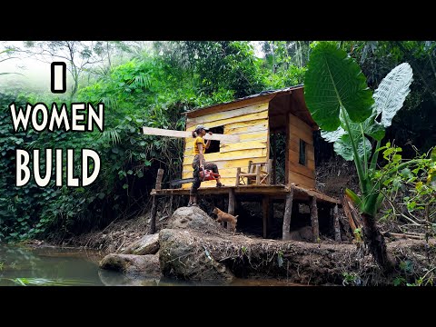 Building a Log Cabin in the rainforest by ONE WOMEN alone (p3) | Living Off The Grid - Ep.12