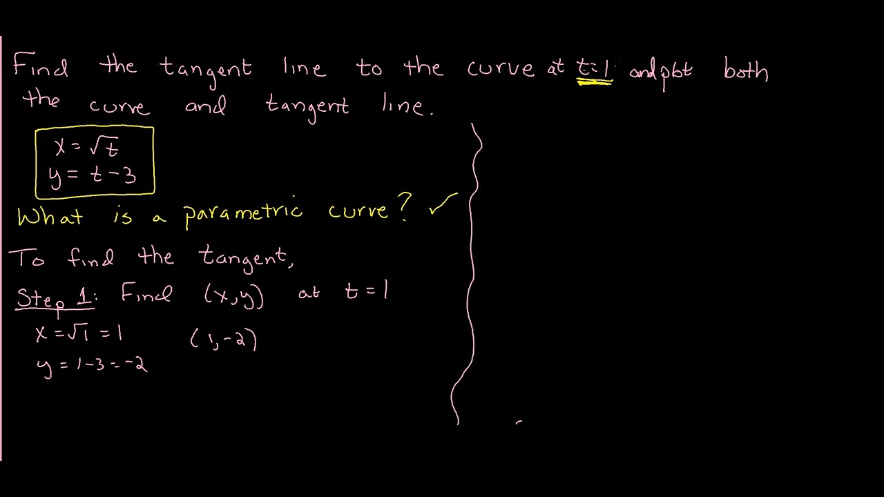 Parametric curves tangent lines - YouTube