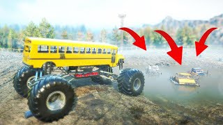 Mega School Bus Rescued 3 Trucks Deep In The Mud - Snowrunner