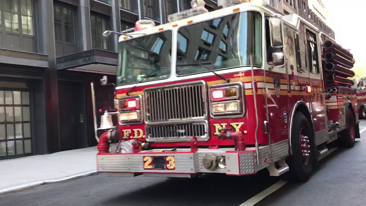 FDNY ENGINE 23 & FDNY LADDER 25 RESPONDING FROM QUARTERS ON WEST 77TH ...
