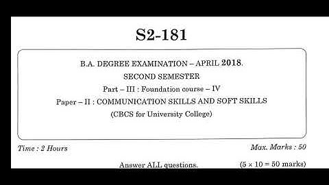 CSS(Communication Soft Skills) Explanation | Degree Second Semester Previous Question Paper 2018 SKU