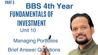 Managing Portfolios | Unit 10 | Fundamentals of Investment | BBS 4th Year | Management Pathashala 