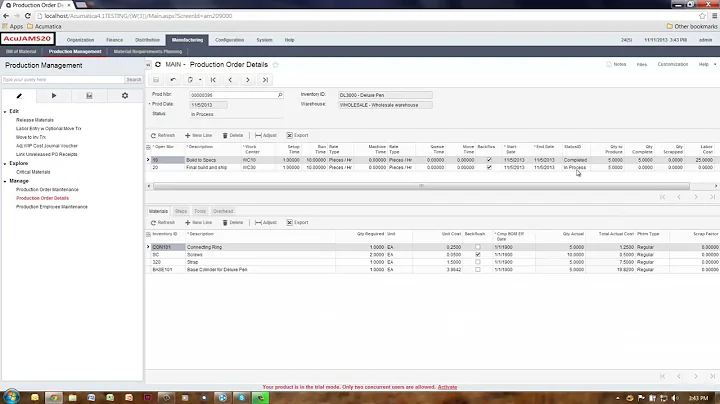 Acumatica Cloud ERP: Manufacturing Overview