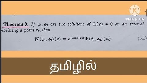 Formula for Wronskian/Theorem 9/Chapter 2/Unit 1/in Tamil/M.sc/Maths/Thanga kanitham