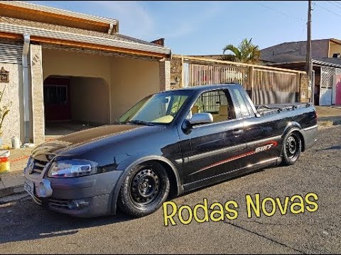 Saveiro G4 rebaixada com rodas Volcano London aro 18