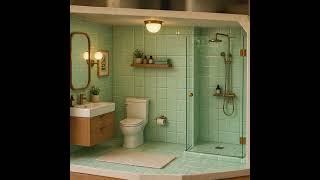 1/6 1/12 1/24 Miniature Kitchen Bathroom Green Wall Floor Tile Printable PDF