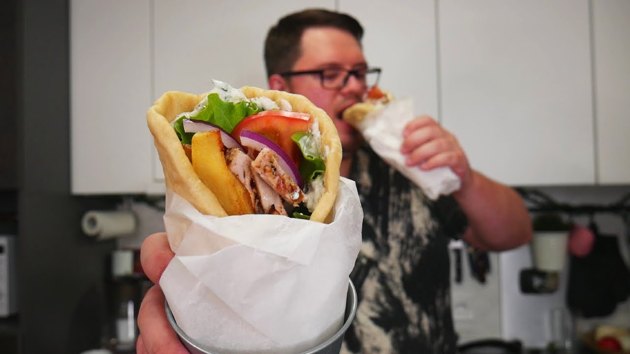 ГРЕЧЕСКАЯ ШАУРМА на ГРИЛЕ в ДОМАШНИХ УСЛОВИЯХ. ГИРОС в ПИТЕ.