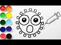 Como Dibujar y Colorear un Coronavirus Con Vacuna - Dibujos Para Niños - Learn Colors / FunKeep Art