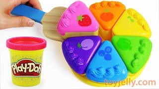 How to Make Play Doh Color Fruits Cake Velcro Cutting Toy with Microwave Oven Toy Appliance For Kids