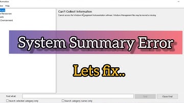 System summary can