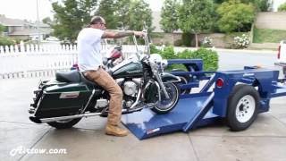 Safely load a motorcycle onto a trailer  Dropdeck, nontilting trailers by Airtow