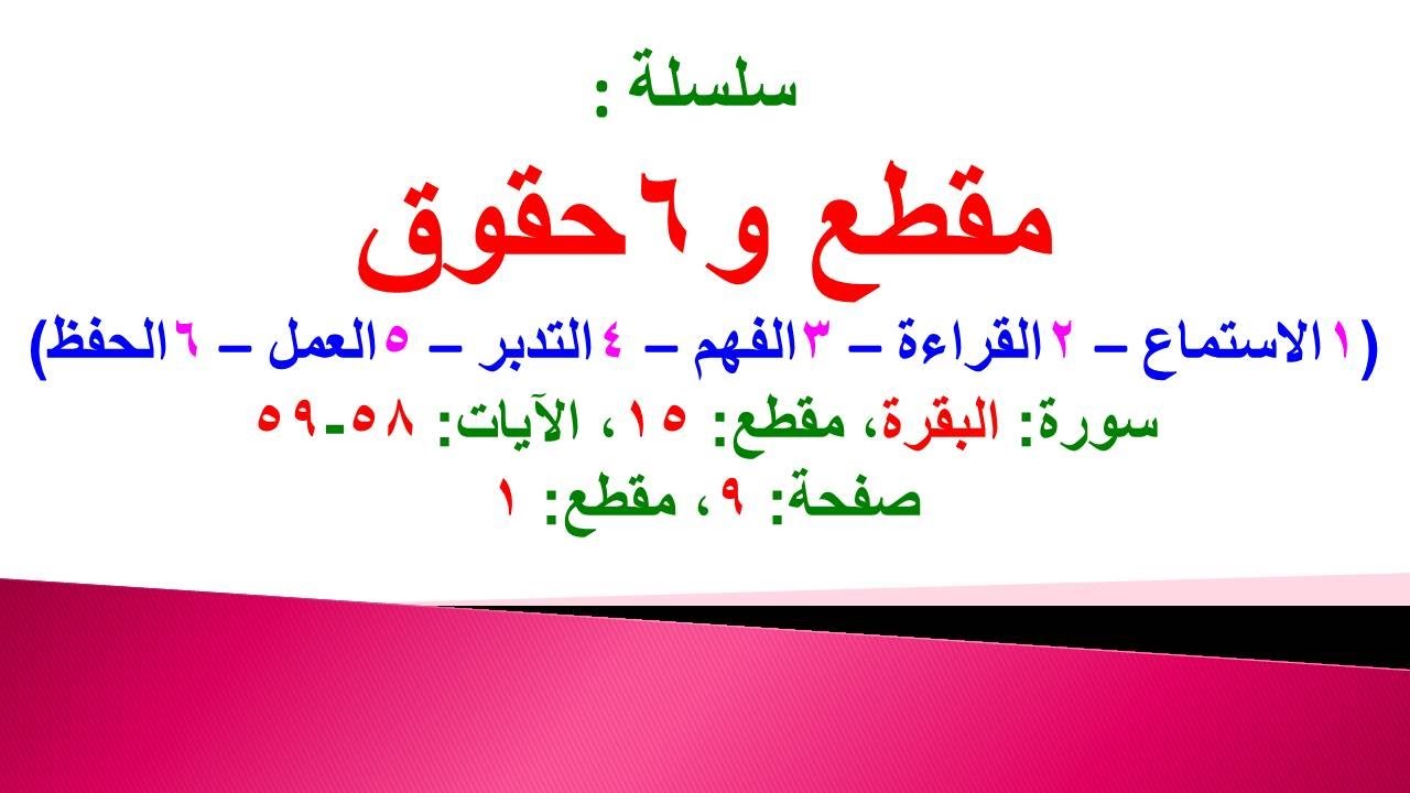 مقطع و6 حقوق (سورة البقرة الحلقة 15 الآيات: 58-59) (في المصحف صفحة 9 مقطع 1) محمد ماضي