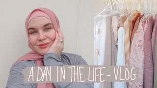 A DAY IN MY LIFE - thrift with me, organising my wardrobe + modest outfit try on!