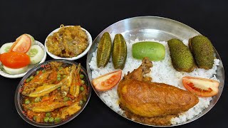 Eating Show Bengali ASMR | Chicken Curry, Mola Fish with Green Peas, Patol Fry, Salad &amp; Rice Mukbang