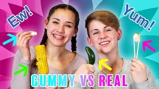 GUMMY FOOD vs. REAL FOOD CHALLENGE! (MattyBRaps vs Gracie Haschak)