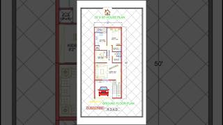 20'x50' House plan, 2BHK with parking, 20*50 Home plans, 20 by 50 House plans, #floorplan #houseplan