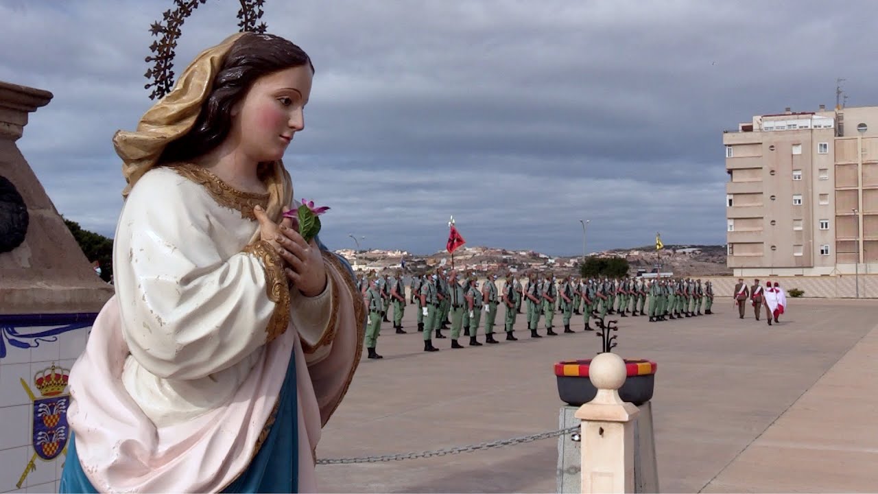 Regulares y legionarios de Melilla rinden honores a la Patrona del Arma de Infantería