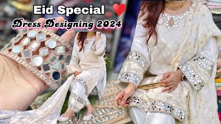 I Made👉White Special Outfit for Eid🌙|| 2024 Eid Affordable Dress desiging||Beautiful🧡 Eid Outfit✨️