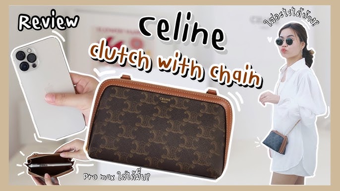 CÉLINE Triomphe Canvas And Leather Chain Clutch