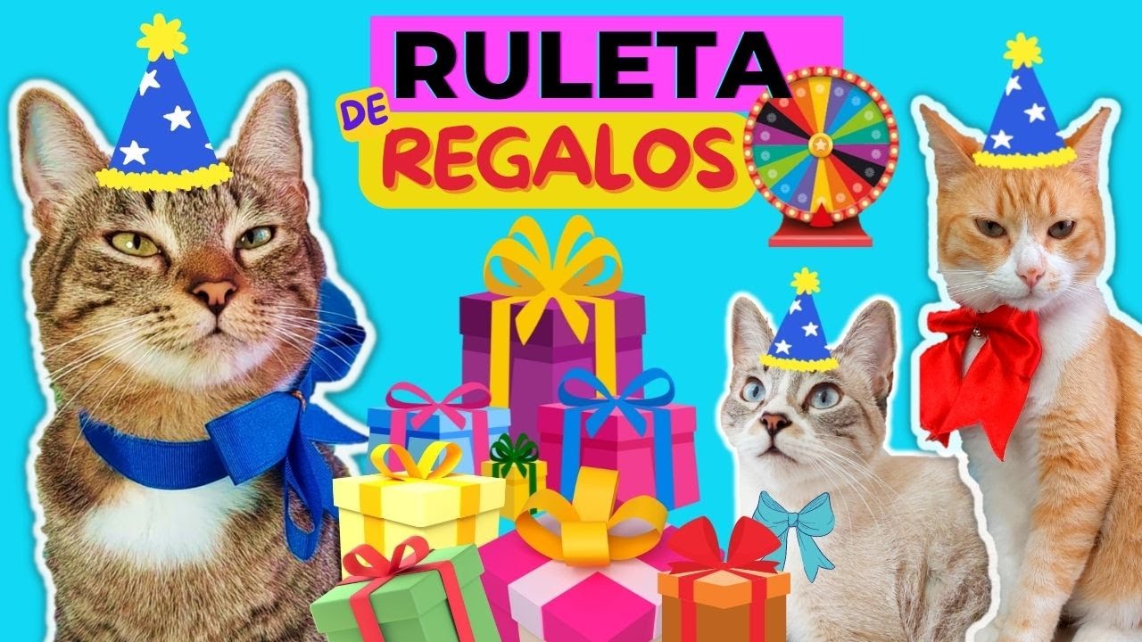 CUMPLEAÑOS # 2 de mis GATOS🎁 Jugamos RULETA de Regalos por COLOR!  DivertiCats!