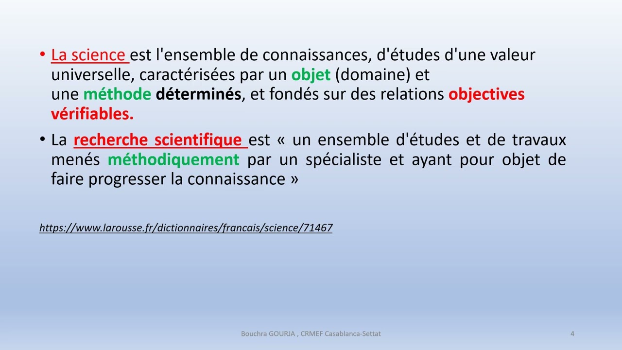 Pr. Bouchra GOURJA: Méthodologie de recherche en éducation partie  1