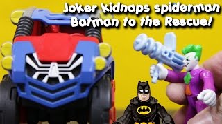 Batman saves spiderman from joker dc super friends imaginext playskool toys 2015