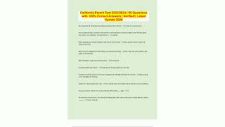 California Permit Test 20232024  85 Questions with 100 Correct Answers  Verified  Latest Update 2024