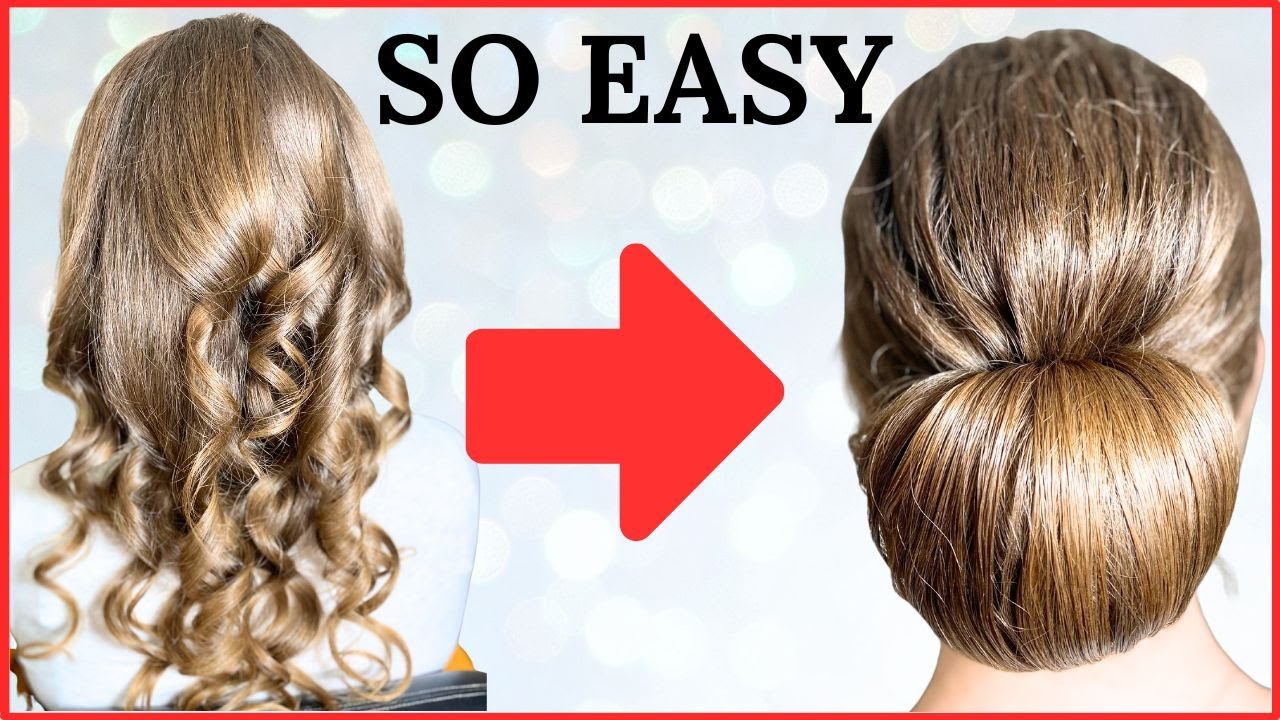 Простая прическа-пучок - низкий пучок для длинных волос средней длины.