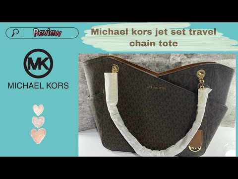 Michael Kors Jet Set Travel Large Chain Female Shoulder Tote Handbag  Vanilla mk Signature Logo 