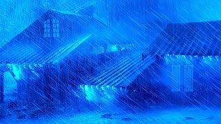 SLEEP EASY IN 3 MINUTES ~ Strong Heavy Rain on Rooftop at Night  RAIN AND THUNDER
