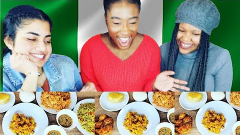 FOREIGNERS TRY NIGERIAN FOOD | COW STOMACH ,COW SKIN, EGUSI, FUFU, POUNDED YAM, JOLLOF RICE.
