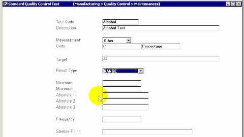 DYNAMIC 3i Free Edition ERP tutorials - standard quality control test