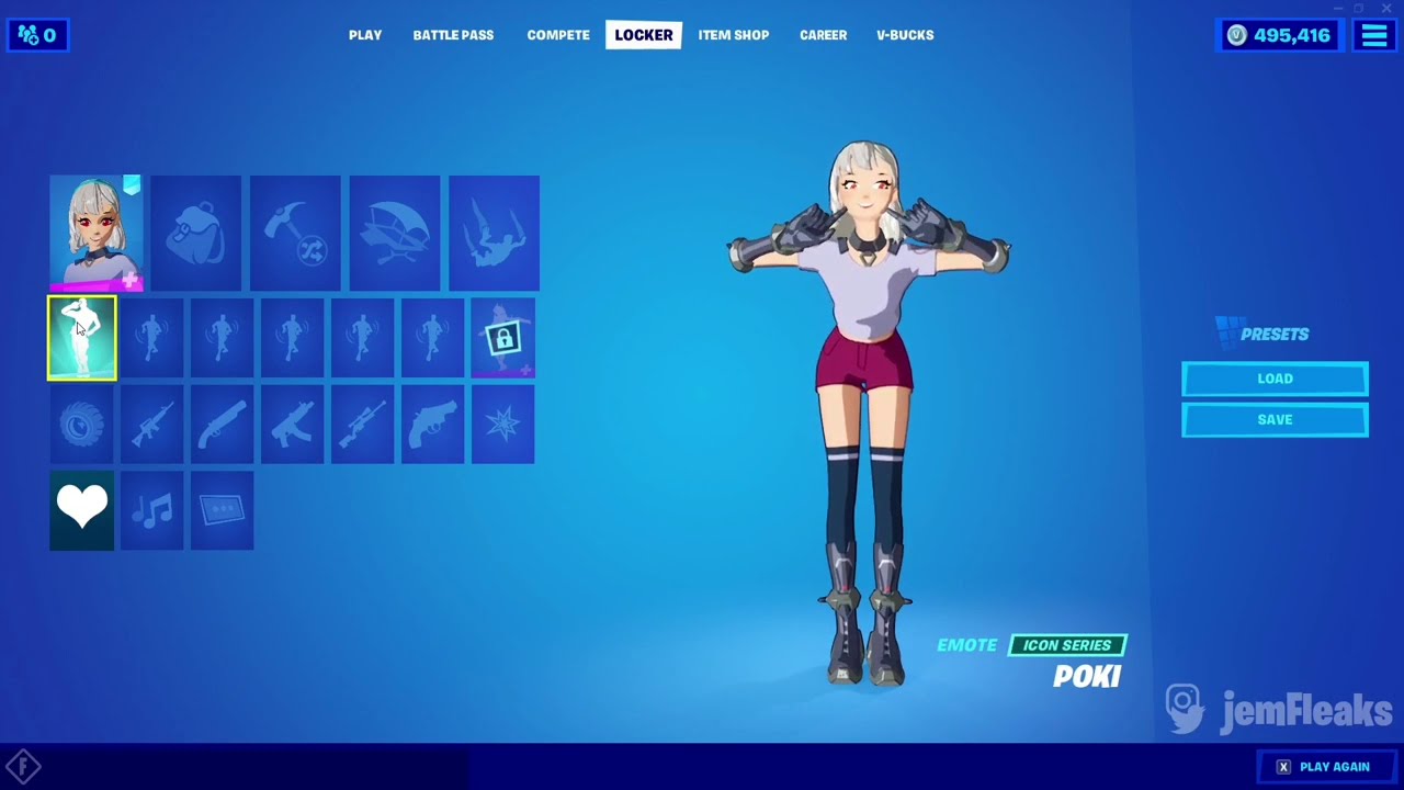 10 Minute Of Poki Emote With Lexa Anime Skin Youtube