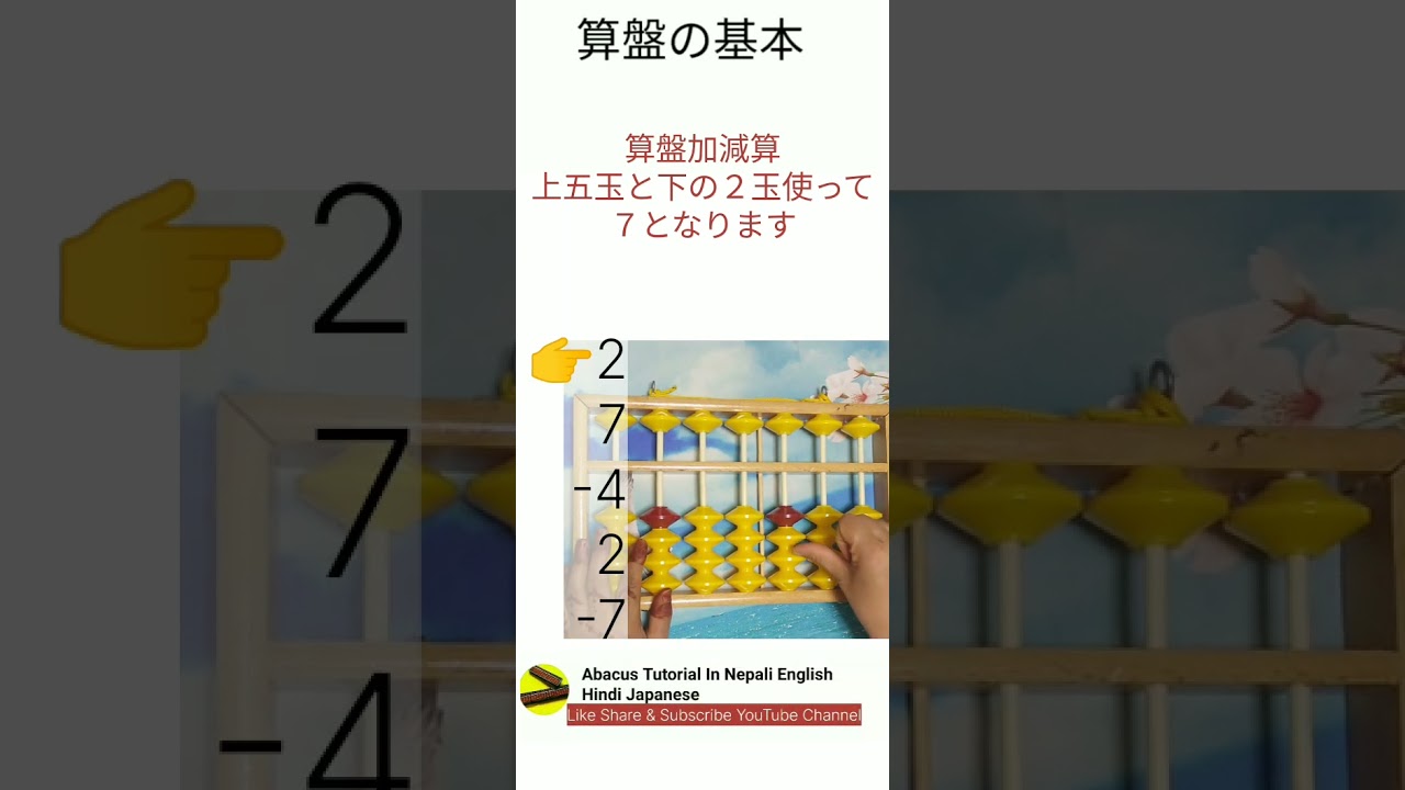 算盤上五玉と下二玉で七となります使い方 