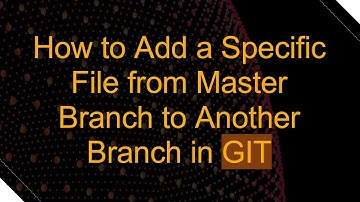 How to Add a Specific File from Master Branch to Another Branch in GIT