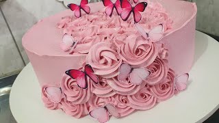 BOLO LINDO E DELICADO DE 70 FATIAS | CASCATAS DE ROSETAS | BICO 1M | ATELIÊ DOCE - LIDIANE OLIVEIRA