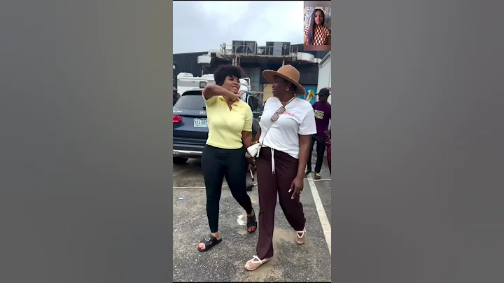 Nollywood Actresses, Iyabo Ojo &  Funke Akindele holding hands & vibing nicely on a movie set.