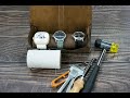 A leather watch storage bag made by hand can hold 3 watches