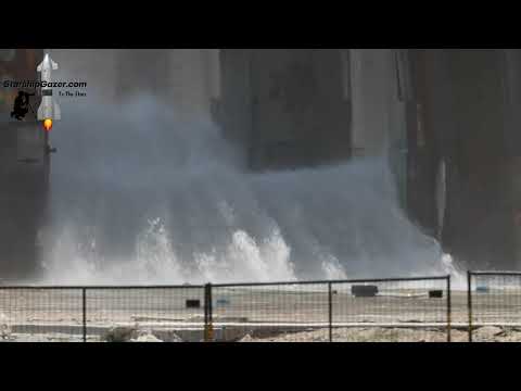 SpaceX Starbase 4K Water Cooled Steel Plate First Test with Water 7/17/23 Texas Day 342