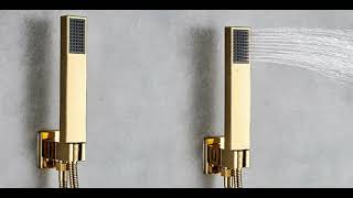 Juno Large Adjustable Gold Rain #ShowerSet Mixer &amp; Faucet With Handheld Shower-2021