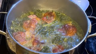 How to Cook Turnip and Mustard Greens Seasoned with Smoked Turkey Tails!