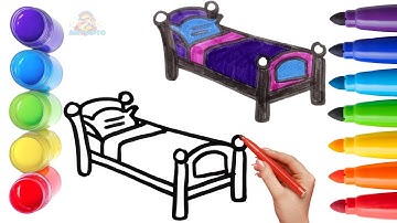How To Draw cute Bed Drawing, Painting & Coloring For Kids and Toddlers_ Child Art 🐋🌈🎨