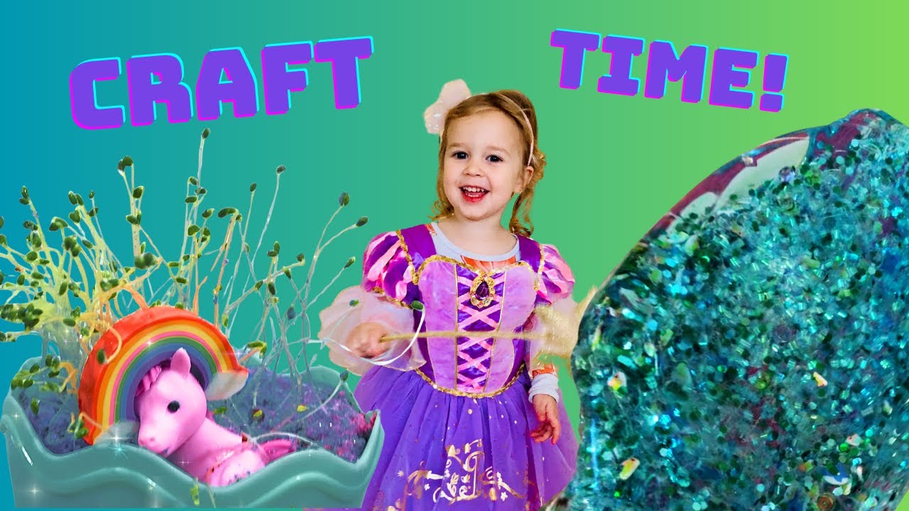 Make beautiful blue Slime and a Unicorn Chia Garden with Daisy! Fun kids crafts!