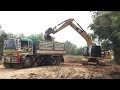 รถแบคโฮแคทตักดินใส่รถบรรทุกสิบล้อ รถดั้มสิบล้อ CAT 320D Excavator and Dump Truck | Che Chef