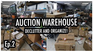 DECLUTTER AND ORGANIZE WITH ME! | Auction Warehouse Transformation Ep.2 - So Many Shelves!